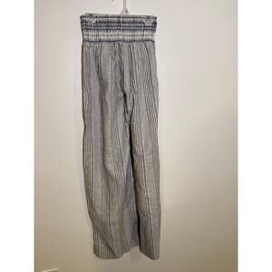 Indero Linen Blend Wide Leg Striped Pants SZ S